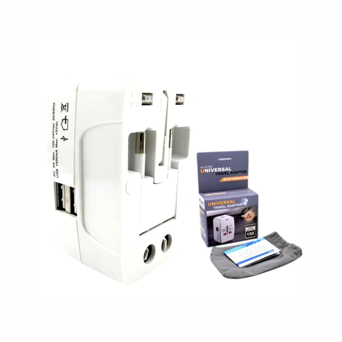 Universal Travel Adapter with USB, AU/UK/US/EU Plug Converter