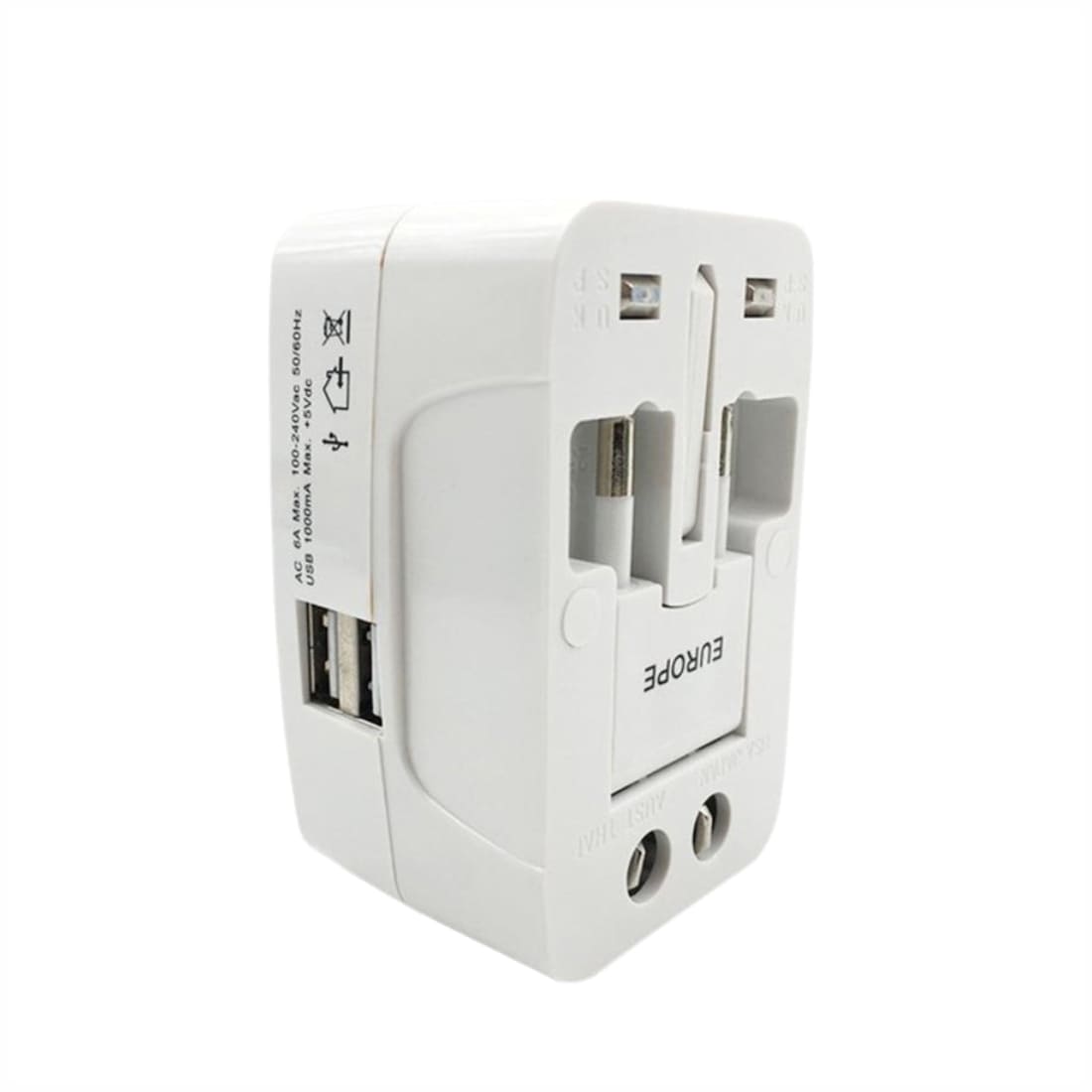 Universal Travel Adapter with USB, AU/UK/US/EU Plug Converter