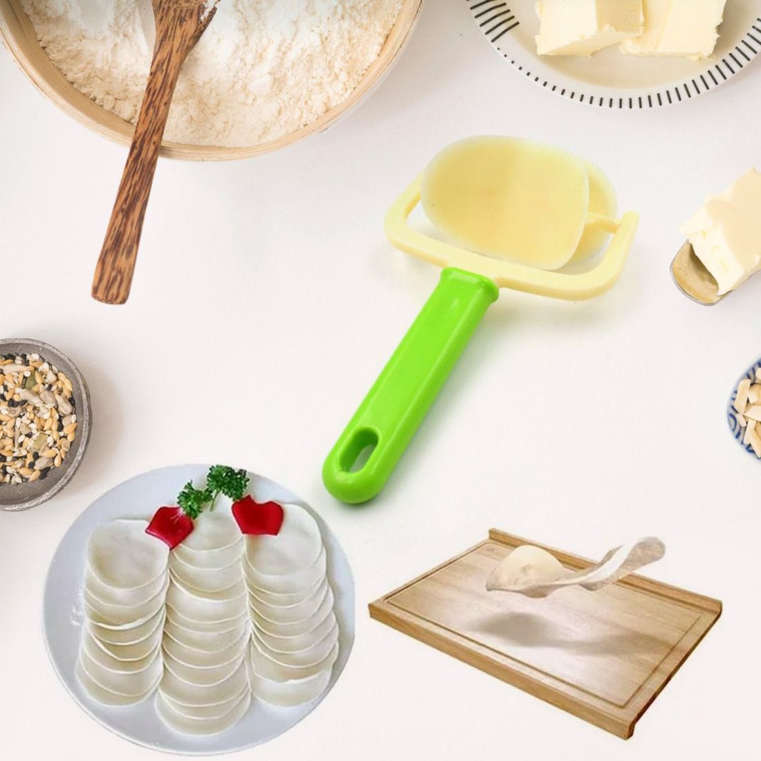 Puri Cutter Roller And Cake Ball Tool, Mixed Colours