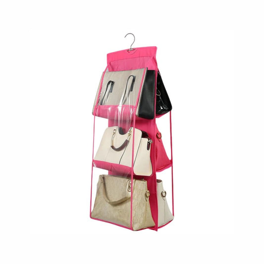 Hanging Purse Organizer, 6 Clear Storage Pockets, Wall Mount